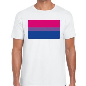 Bi vlag gay pride t-shirt wit voor heren