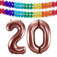 Folat Verjaardag Leeftijd folieballon - 20 jaar - ros? goud - 86 cm - incl 2x slingers