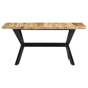 The Living Store Eetkamertafel Retro Industrieel - 140 x 70 x 75 cm - Massief Ruw Mangohouten Blad - Gepoedercoat