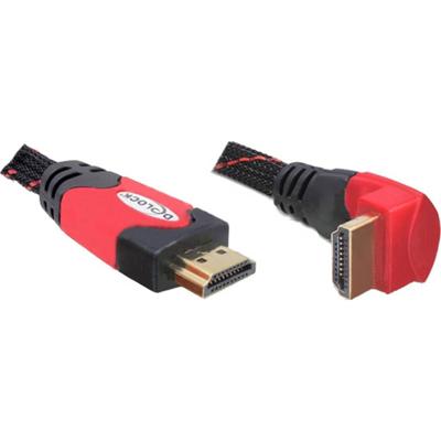 Delock 82685 HDMI-kabel HDMI Aansluitkabel HDMI-A-stekker 1 m Zwart, Rood Rond, 4K UHD, Verdraaid, Vergulde steekcontacten