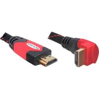 Delock 82685 HDMI-kabel HDMI Aansluitkabel HDMI-A-stekker 1 m Zwart, Rood Rond, 4K UHD, Verdraaid, Vergulde steekcontacten