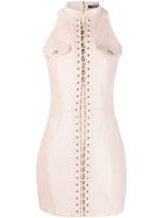 Balmain robe sans manches en cuir à coupe courte - Rose