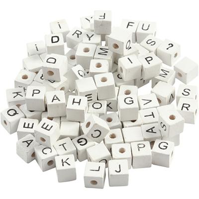 Creativ Company Letterkralen, a-z, &, #, ? en blanco, afm 8x8 mm, gatgrootte 3 mm, wit, 96 div/ 1 doos