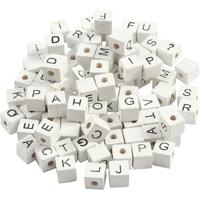 Creativ Company Letterkralen, a-z, &, #, ? en blanco, afm 8x8 mm, gatgrootte 3 mm, wit, 96 div/ 1 doos