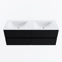 MONDIAZ VICA 130cm badmeubel onderkast Urban 4 lades. Wastafel CLOUD dubbel 2 kraangaten, kleur Talc.