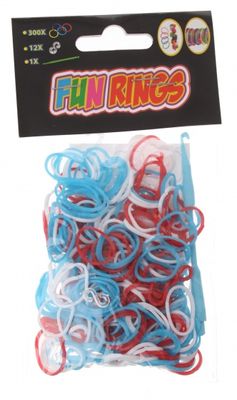TOM Fun Rings armband vlechten rood/wit/blauw 313-delig