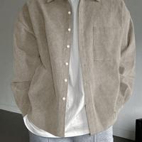 Bon&Bon Heren Corduroy Shirt - Beige Relaxed Fit Overshirt met Lange Mouwen Beige / S