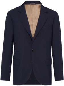 Brunello Cucinelli blazer en laine vierge à simple boutonnage - Bleu