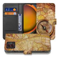 Kompas Geel Oranje Samsung Galaxy Xcover 7 Pro | Bookcase Hoesje met Magnetische Sluiting en Avontuurlijk Design