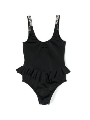 Elisabetta Franchi La Mia Bambina maillot de bain volanté à logo imprimé - Noir