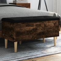Opbergbankje 82x42x46 cm bewerkt hout gerookt eikenkleurig