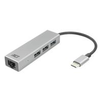 ACT Connectivity 3-Poorts USB-C 3.2 (USB 3.0) Hub met Gigabit ethernet poort usb-hub - thumbnail