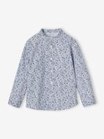 Jongenshemd met bloemenprint en Maokraag blauw, bedrukt