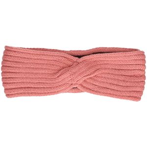 Gebreide winter hoofdband roze voor dames