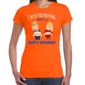 Koningsdag verkleed T-shirt voor dames - Happy Kings day - oranje - feestkleding