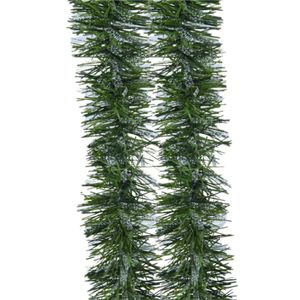 Lametta kerstslinger - 6x - groen/transparant - folie - 270 x 7,5 cm