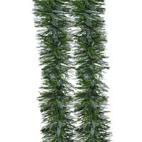 Lametta kerstslinger - 6x - groen/transparant - folie - 270 x 7,5 cm