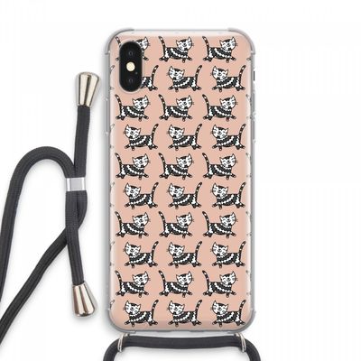 Zwarte poes: iPhone XS Max Transparant Hoesje met koord
