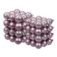 72x stuks glazen kerstballen salie paars (lilac sage) 4 en 6 cm mat/glans