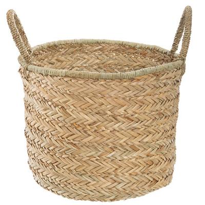 Opbergmand Opra - rond - riet - naturel - 28 x 34 cm - opvouwbaar - decoratie mand