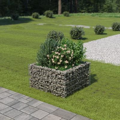 Gabion plantenbak verhoogd 90x90x50 cm gegalvaniseerd staal