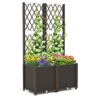Verhoogde Tuinbak met Schutting Plantenbak voor Klimplanten Bloemen Groenten Staande Verticale Kweekbak 80 x 40 x 135 cm