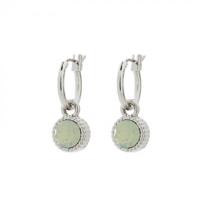 Biba Hang Oorbellen Zilver met Swarovski Steentje Chrys. Opal