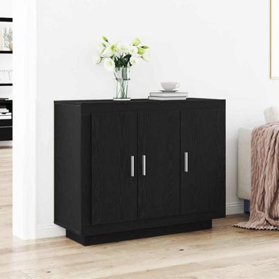 Dressoir Zwart 92 x 35 x 75 cm Bewerkt hout