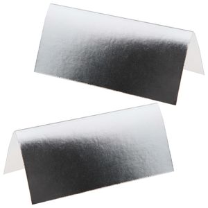 Naamkaartjes/plaatskaartjes metallic - Bruiloft - zilver - 20x stuks - 7 x 3 cm