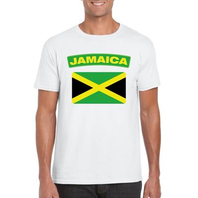 Jamaica supporters t-shirt - met vlag print - wit - voor heren - landen - kleding