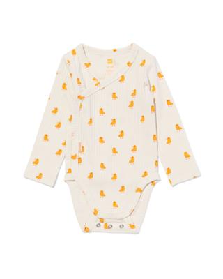 HEMA Newborn Meegroei Overslagromper Rib Met Bamboe Stretch Eendjes Gebroken Wit (gebroken wit)