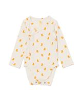 HEMA Newborn Meegroei Overslagromper Rib Met Bamboe Stretch Eendjes Gebroken Wit (gebroken wit)