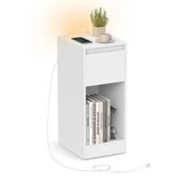 Nachtkastje met ledverlichting en usb aansluitingen, Wolkenwit / 1