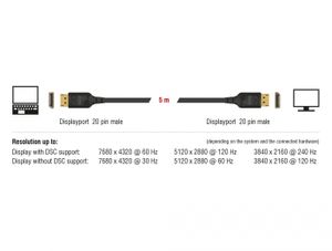 Delock 85663 DisplayPort-kabel 8K 60 Hz 5 m DP 8K gecertificeerd