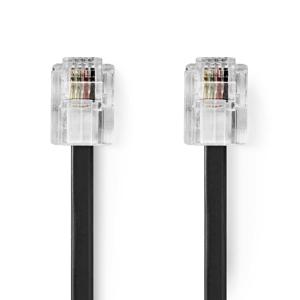 Nedis Telecomkabel | RJ11 Male | RJ11 Male | 2.00 m | Kabel design: Plat | Connectorplating: Goud Verguld | Kabeltype: RJ11 | Zwart - TCGL90200BK20