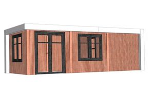 Buitenverblijf Verona 755x335 cm - Plat dak model rechts - Combinatie 1- Plat dak- Onbehandeld lariks Douglas hout- Trendhout