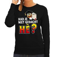 Funny emoticon sweater Had je niet gedacht he zwart dames