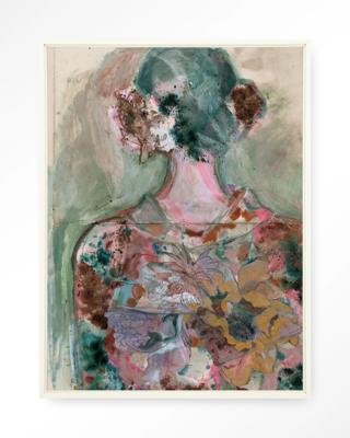 Urban Cotton Wandkleed 'Eclectic' 110 x 145cm in Floating Frame - off white