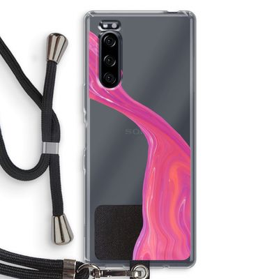 Paarse stroom: Sony Xperia 5 Transparant Hoesje met koord