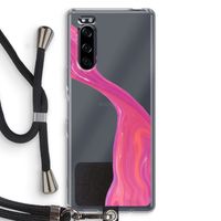 Paarse stroom: Sony Xperia 5 Transparant Hoesje met koord