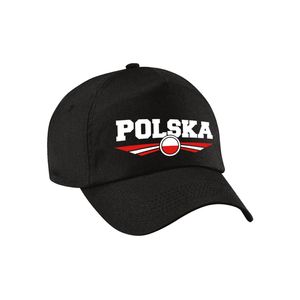 Polen / Polska landen pet / baseball cap zwart voor volwassenen - Verkleedhoofddeksels