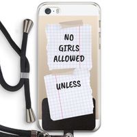 No Girls Allowed Unless: iPhone 5 / 5S / SE Transparant Hoesje met koord