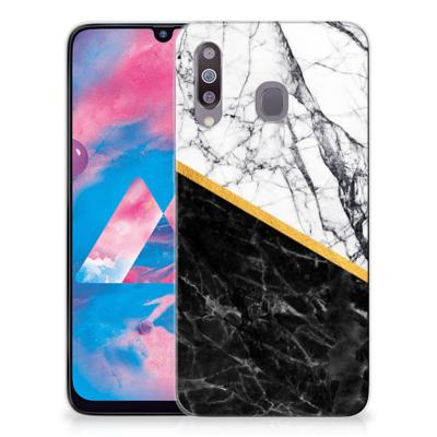 Samsung Galaxy M30 | TPU | Siliconen hoesje | Marmer Wit Zwart - Origineel Cadeau Man