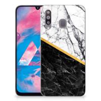 Samsung Galaxy M30 | TPU | Siliconen hoesje | Marmer Wit Zwart - Origineel Cadeau Man