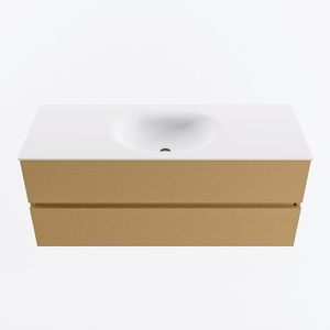 MONDIAZ VICA 120cm badmeubel onderkast Oro 2 lades. Wastafel MOON midden 1 kraangat, kleur Talc.