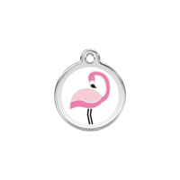 Flamingo White roestvrijstalen hondenpenning small/klein dia. 2 cm - Reddingo