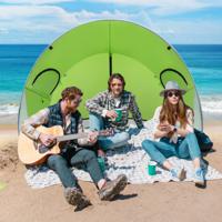 Gemakkelijke Pop-Up Strandtent Zonneschermtent voor Buiten voor 3-4 Personen Draagbare Pop-Up Tent met Zilveren Coating Groen