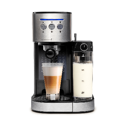 BluMill Koffiemachine met automatische melkopschuimer, kleur zilver