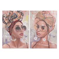 Schilderij Home ESPRIT Koloniaal Afrikaanse 70 x 3 x 100 cm (2 Stuks)