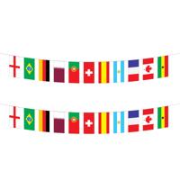 Internationale landenvlaggetjes vlaggenlijn slinger - 2x stuks - 10 meter - brandvertragend - papier